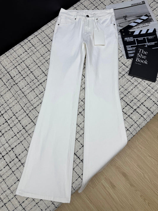 Celine Flared Jeans Embroidered Logo Applique 404874