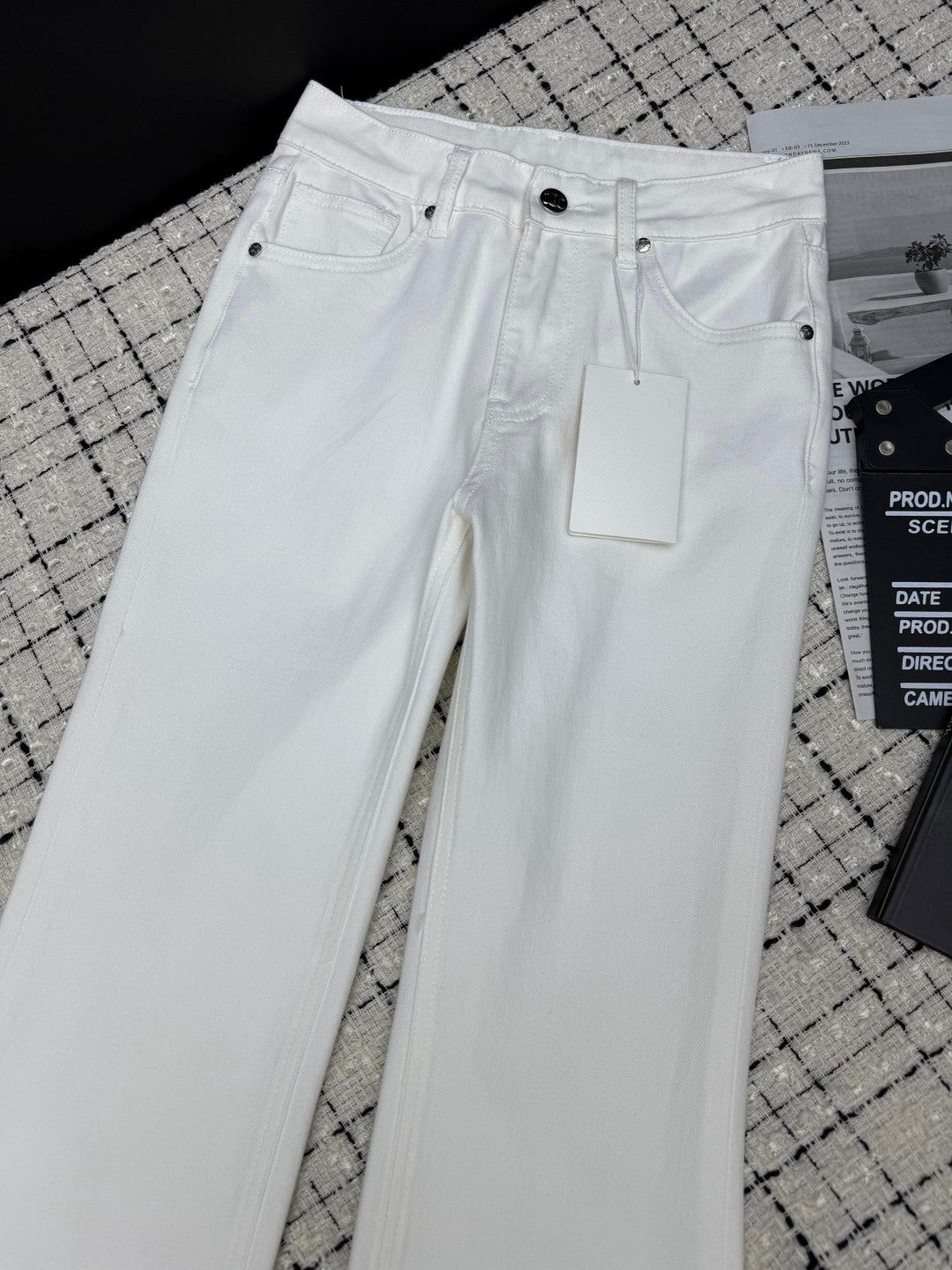 Celine Flared Jeans Embroidered Logo Applique 404874