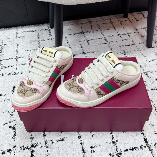 GG Screener Sneaker White Pink Mesh Leather 769553
