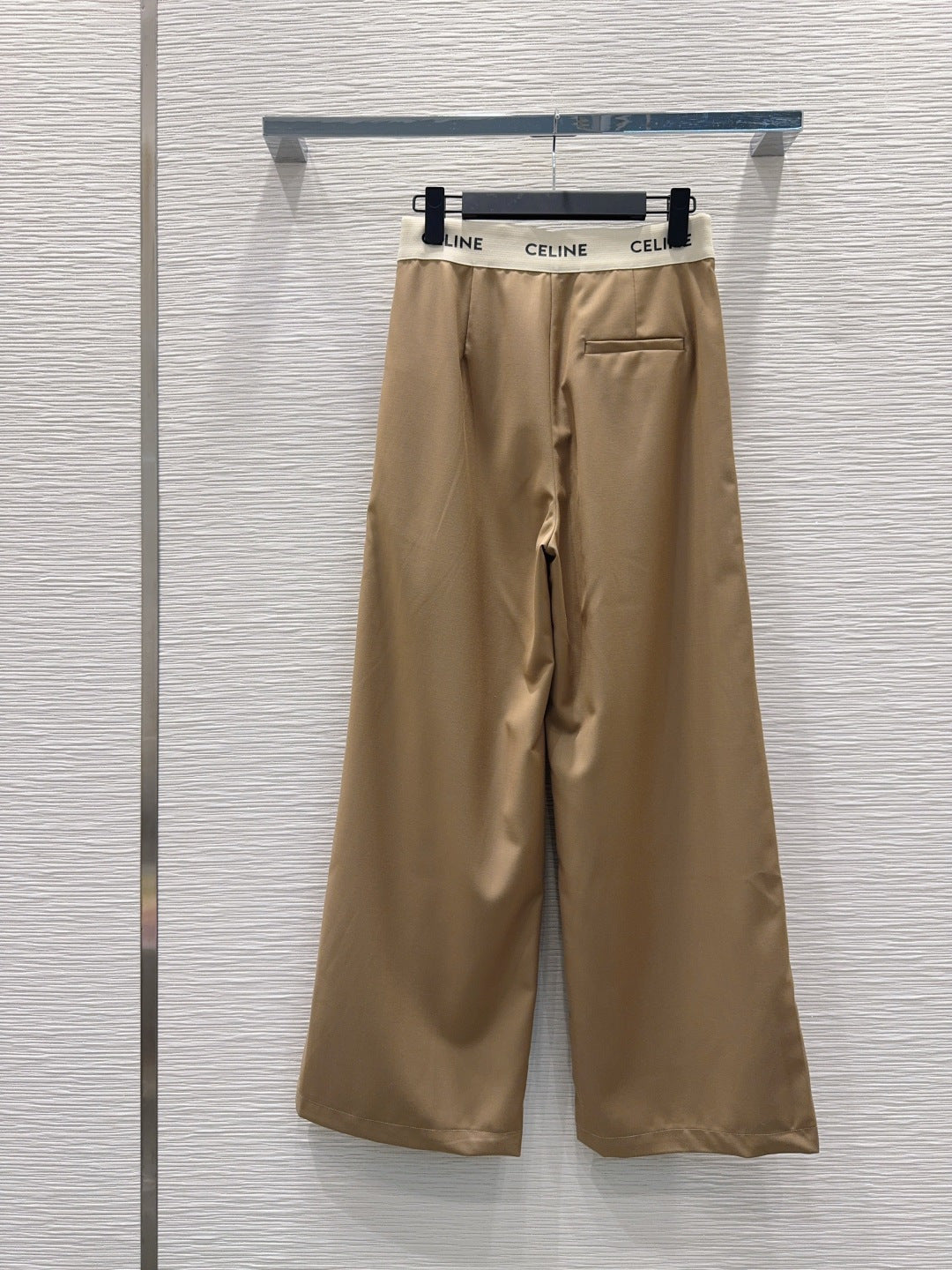 Celine 26S Wide-leg Trousers Celine Belt Beige Polyester Viscose 351299
