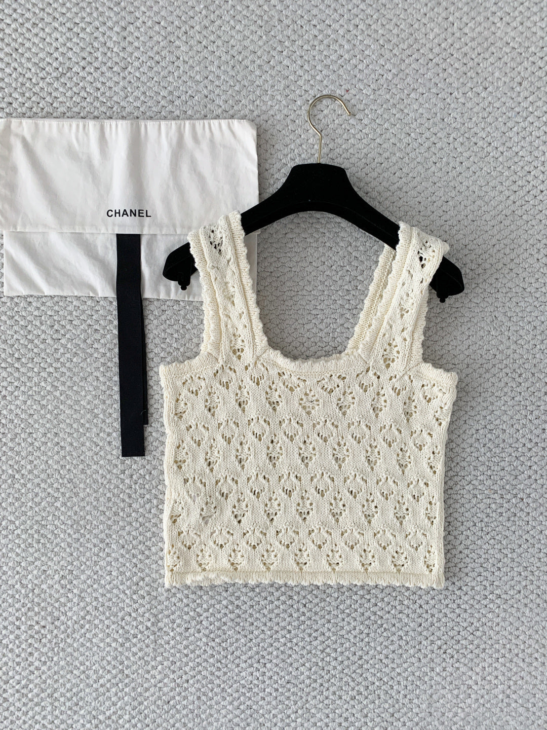 Celine Camisole Vest Cream Cotton Pointelle 380648