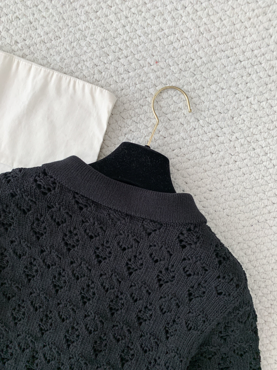 Celine Mini Dress Black Cotton Pointelle 380652