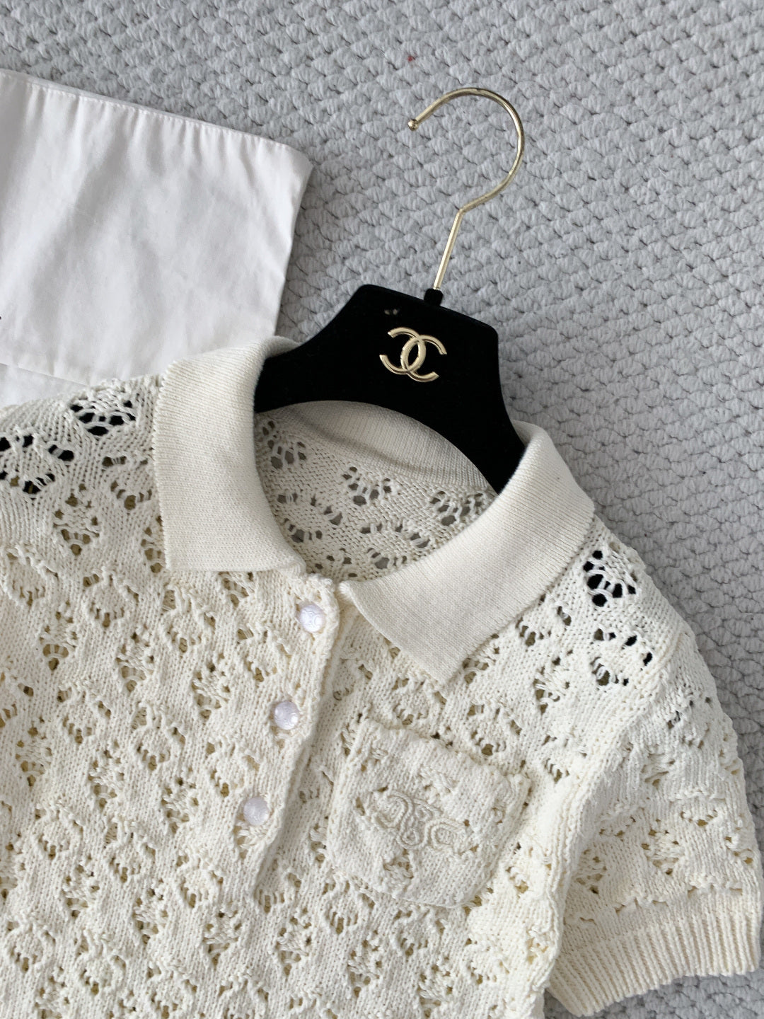 Celine Mini Dress Cream Cotton Pointelle 380653