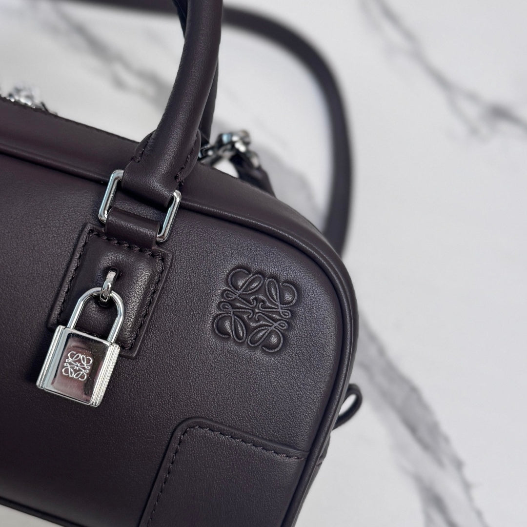 Loewe Amazona 23 Cropped Bag Dark Brown Shiny Calfskin