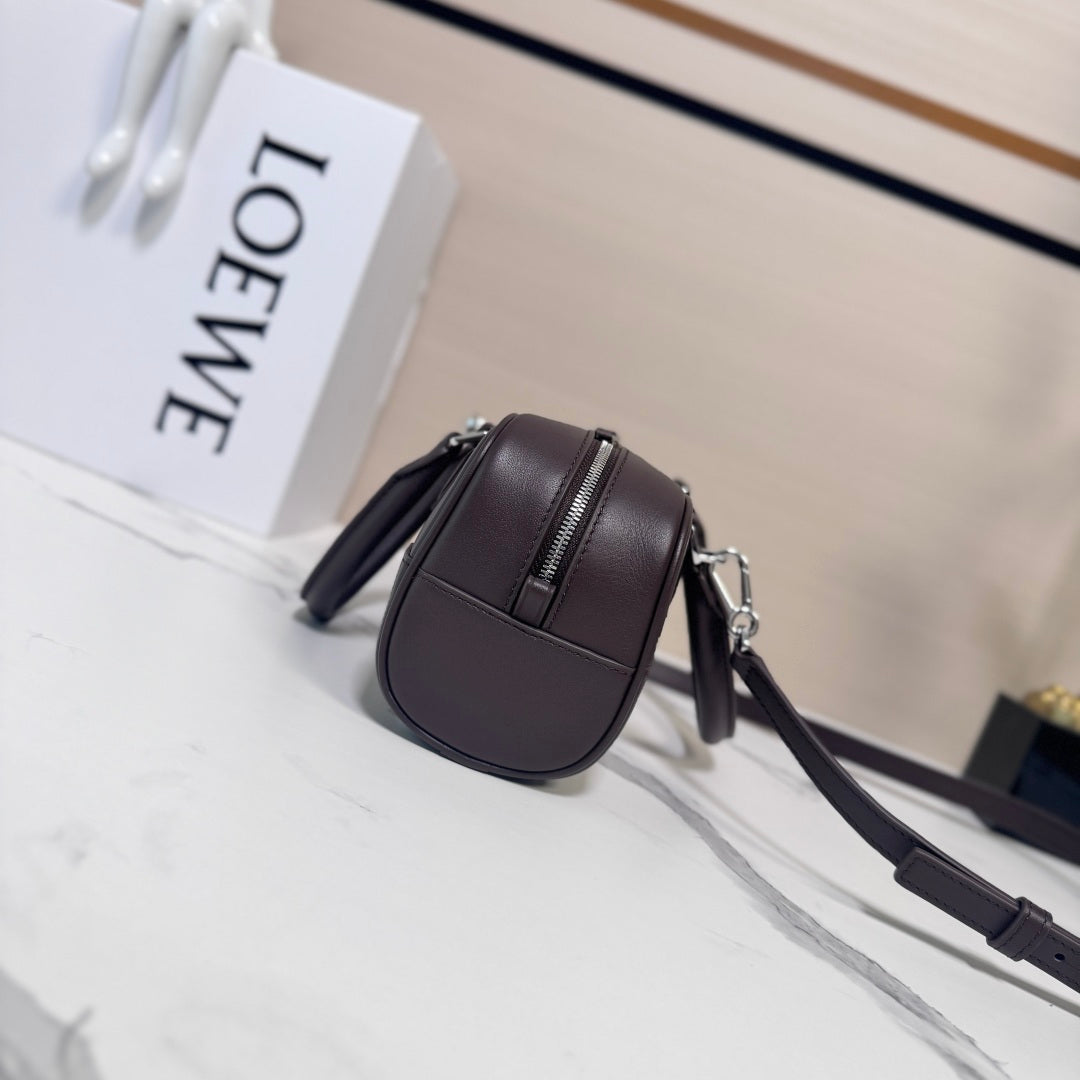Loewe Amazona 23 Cropped Bag Dark Brown Shiny Calfskin
