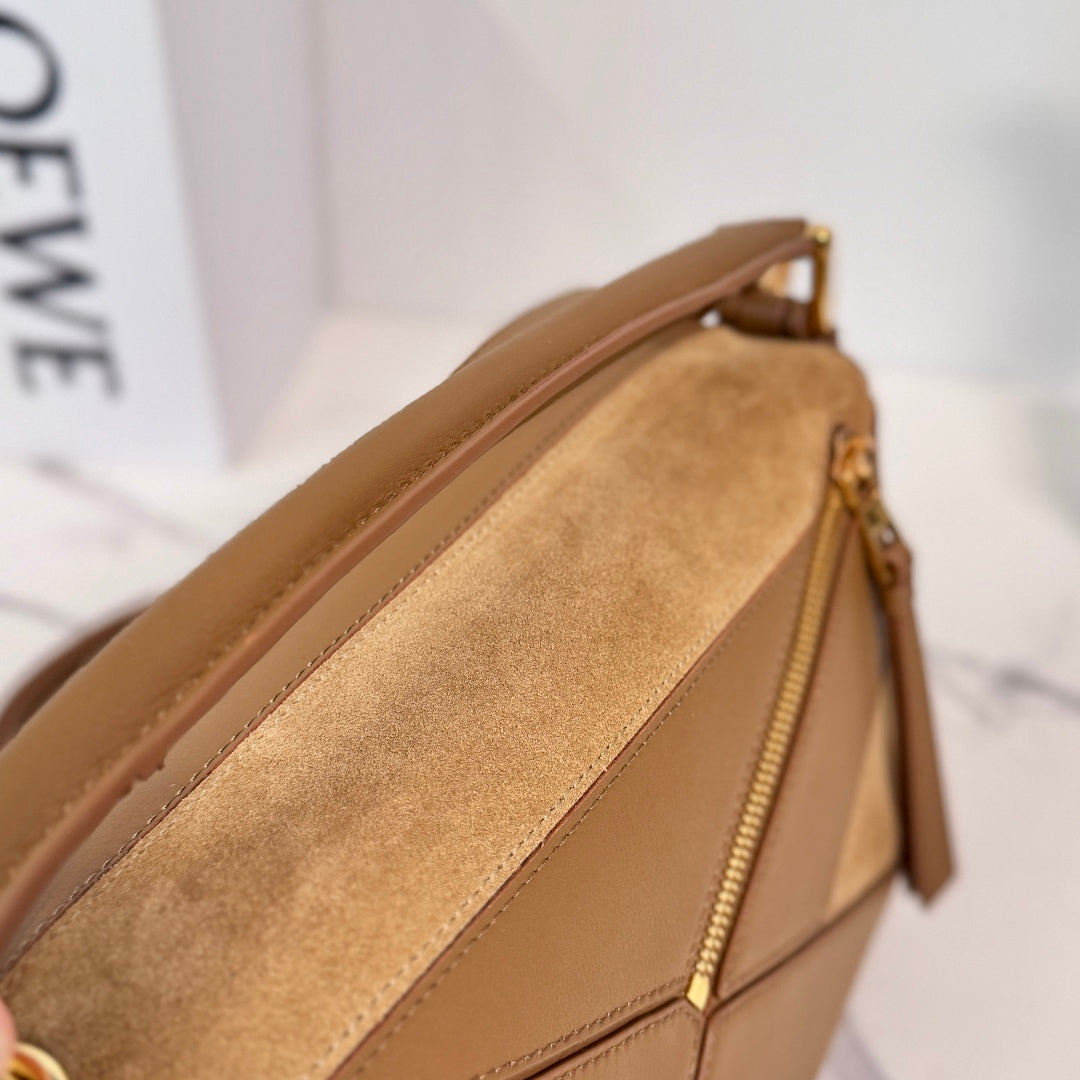 Small Puzzle Bag Brown Calfskin Suede
