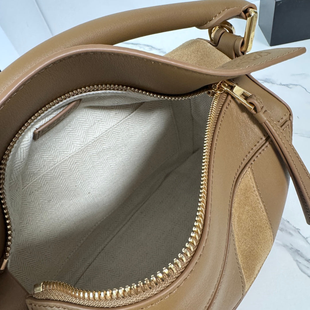 Small Puzzle Bag Brown Calfskin Suede