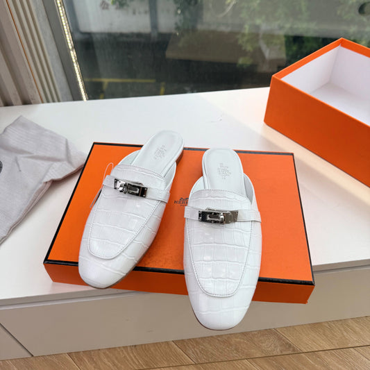 HM 26s Destin Mule White Crocodile Leather 967710