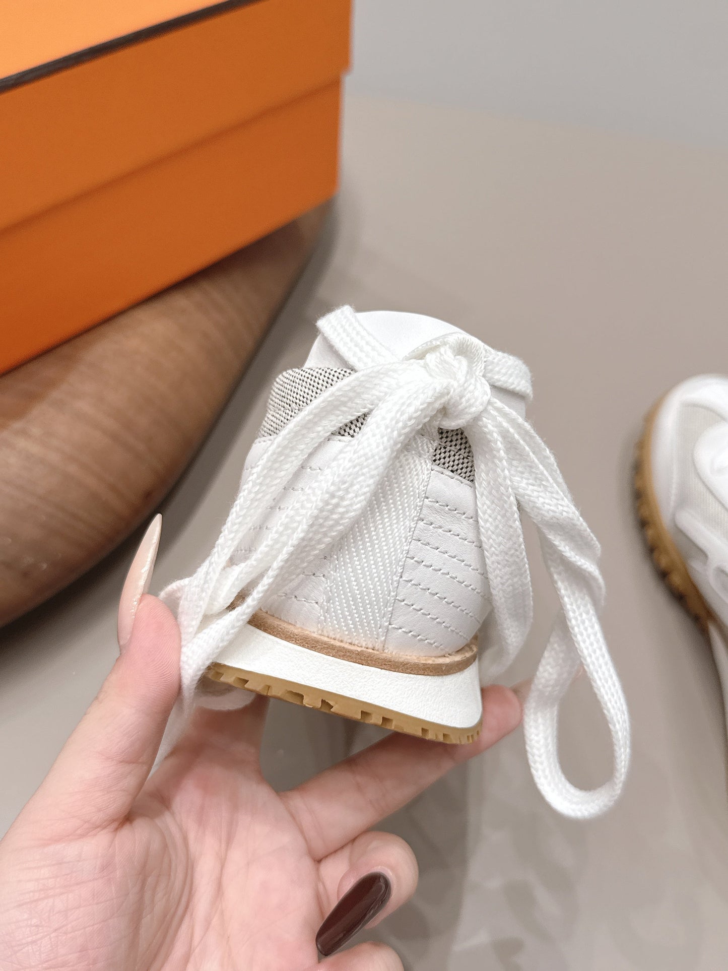 HM 26s Mascot Sneakers White Canvas Lambskin 905301