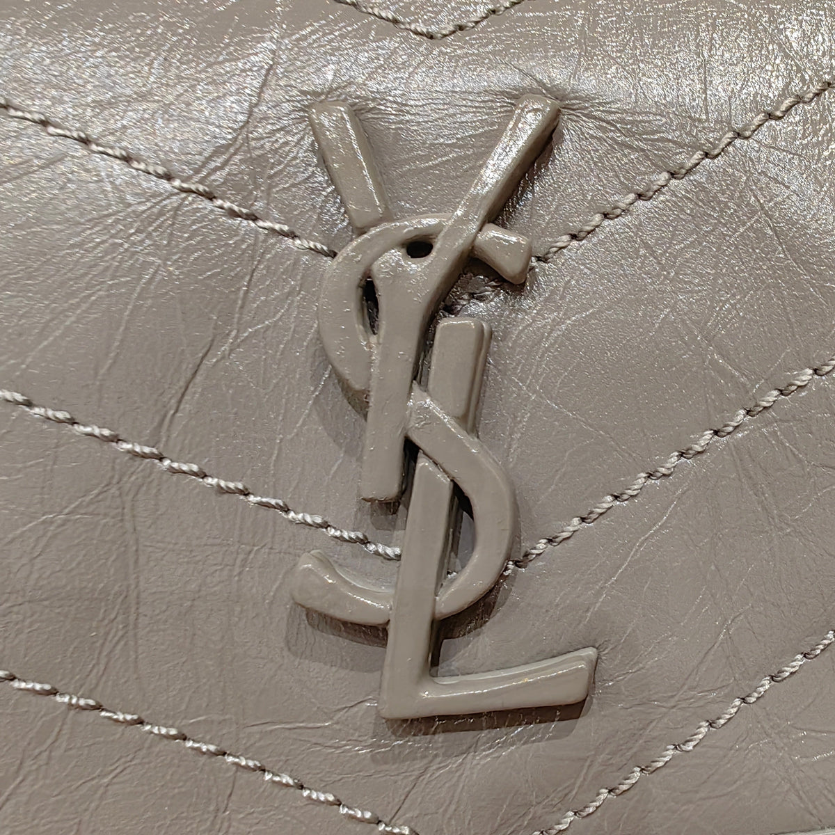 YSL Niki Baby Bag Gray Calfskin 338884