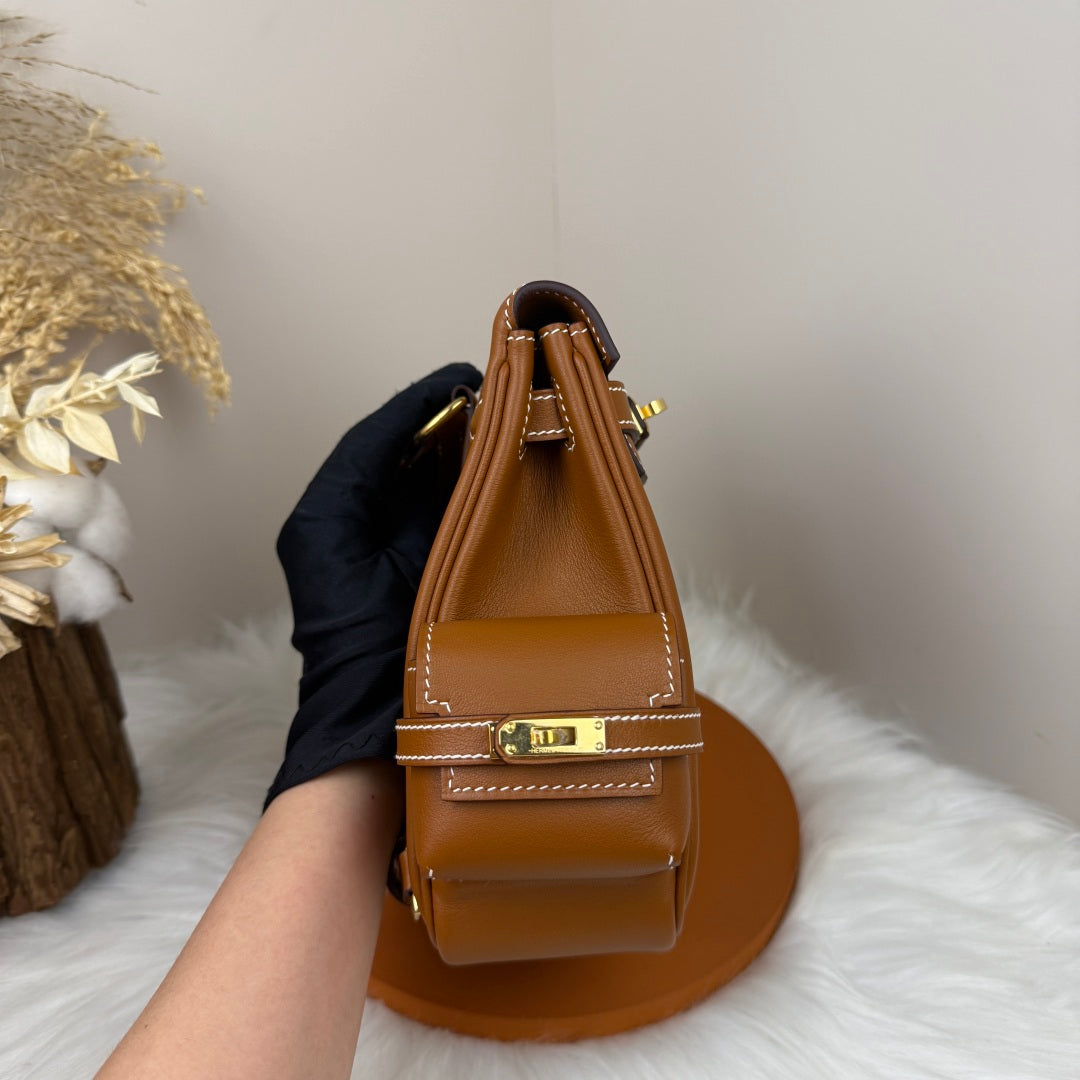 HM Kelly Jump Backpack Brown Cowhide Gold Hardware 270048