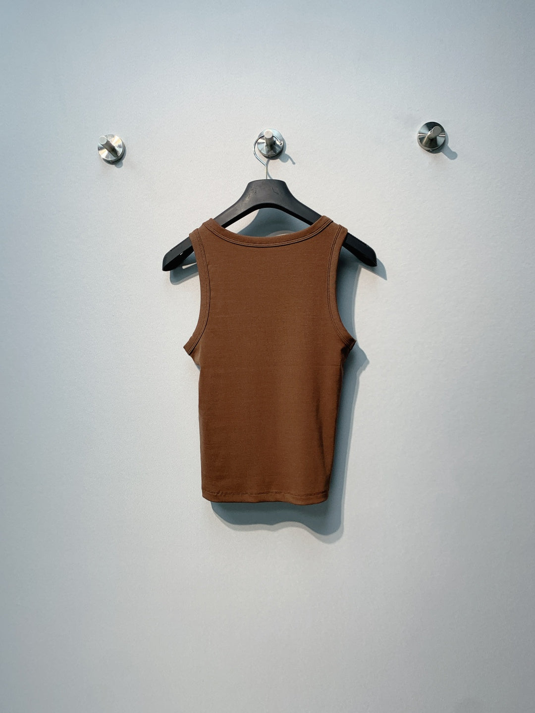 Celine Triomphe Tank Top Brown Ribbed Cotton 362632