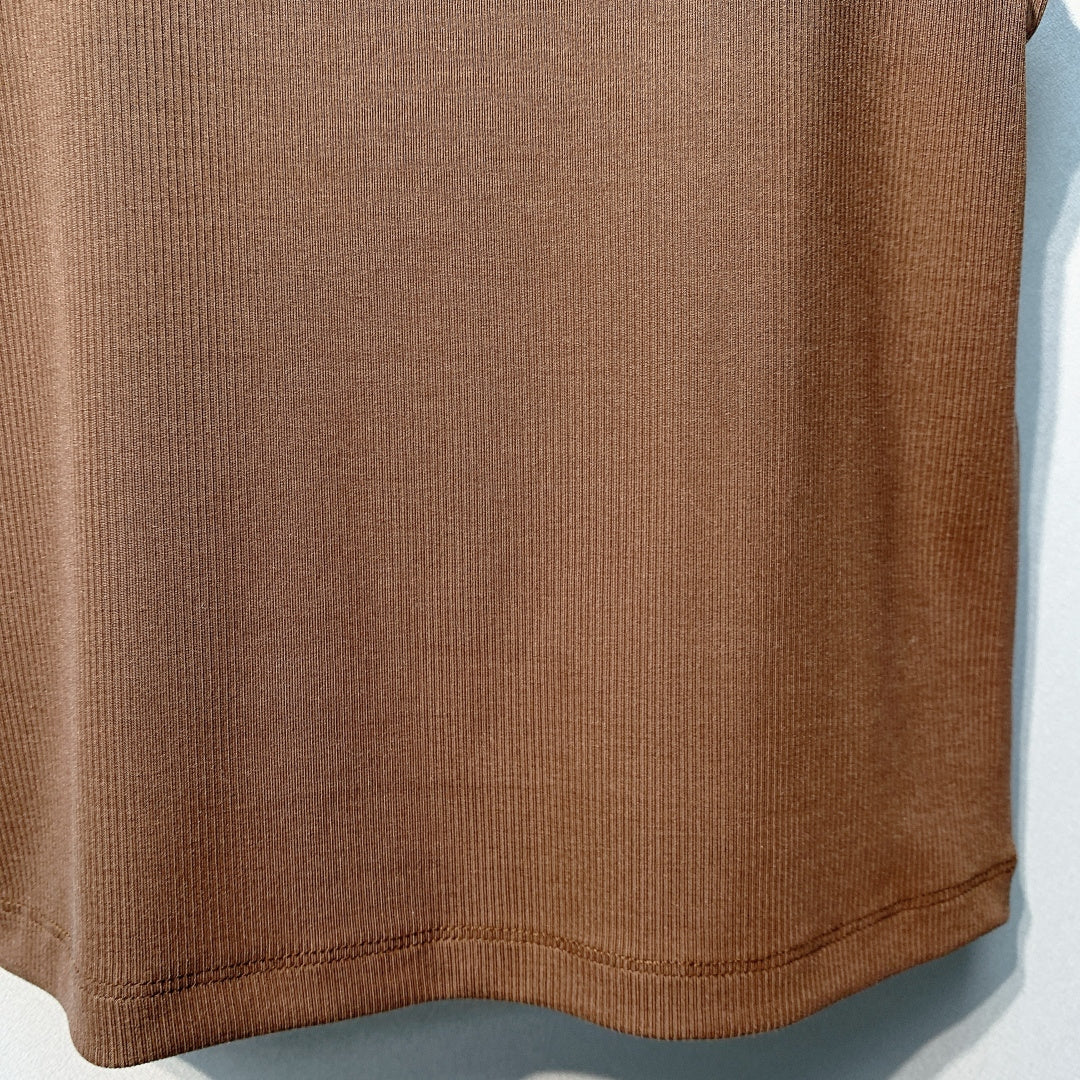 Celine Triomphe Tank Top Brown Ribbed Cotton 362632