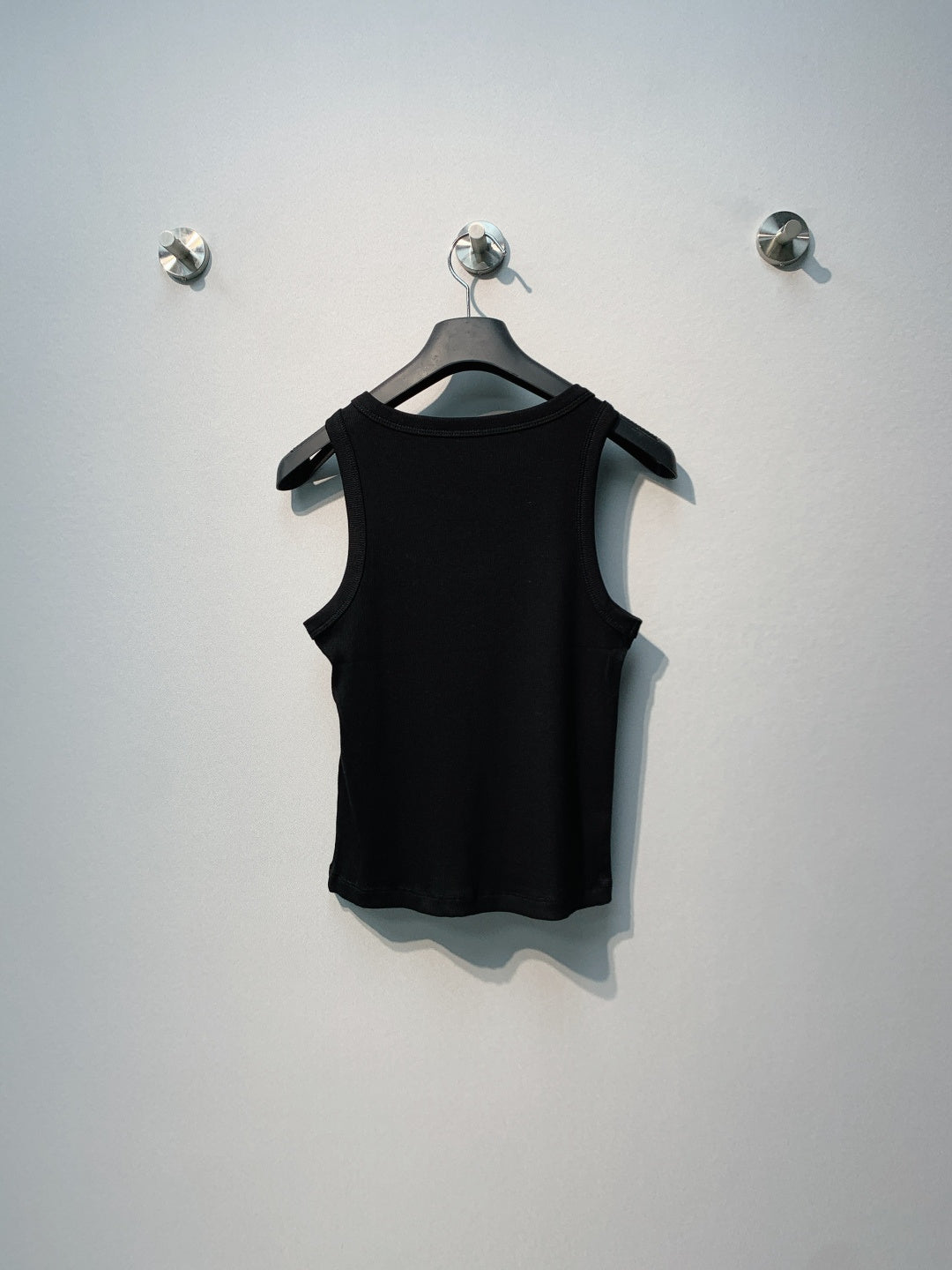 Celine Triomphe Tank Top Black Ribbed Cotton 362633