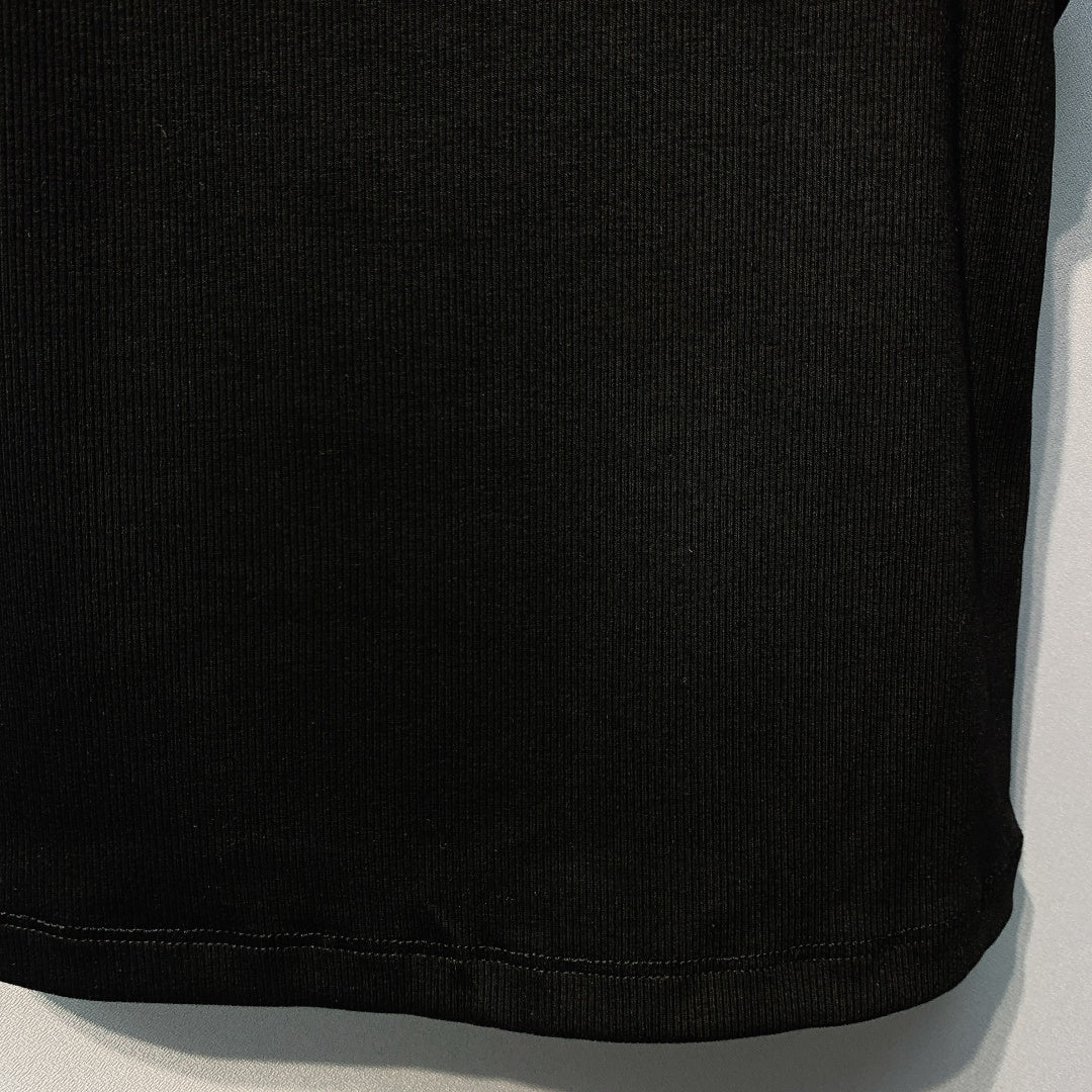 Celine Triomphe Tank Top Black Ribbed Cotton 362633