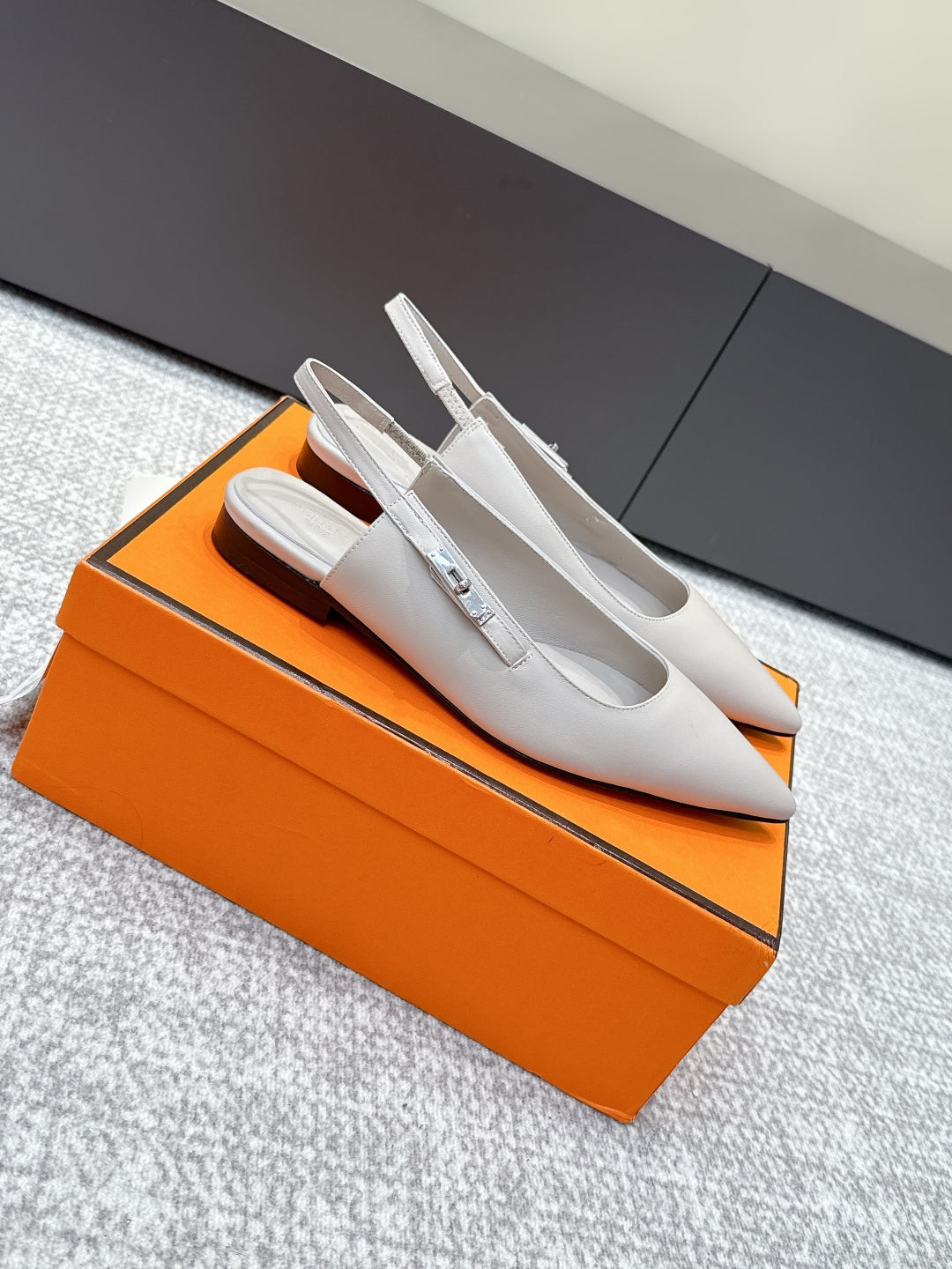HM Lover Slingback Taupe Grey Calfskin 461887