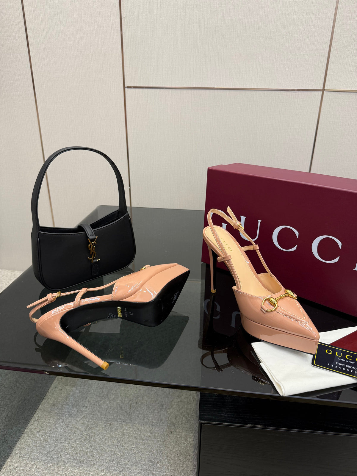 GG 25 Platform Sandals 11.8cm Muted Pink Patent Leather