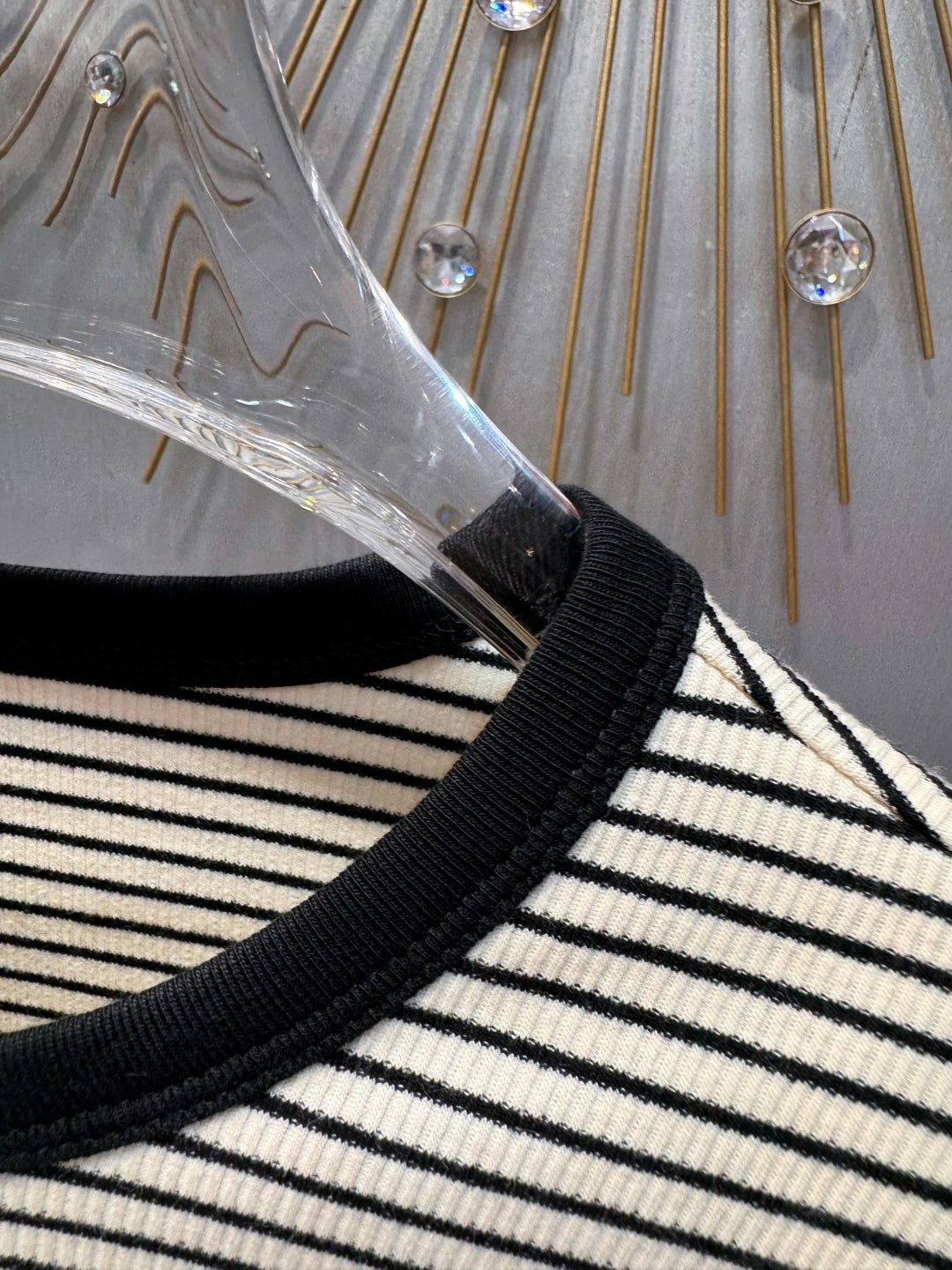 Celine 25 Striped Knitted Long-sleeved T-shirt White Black Cotton