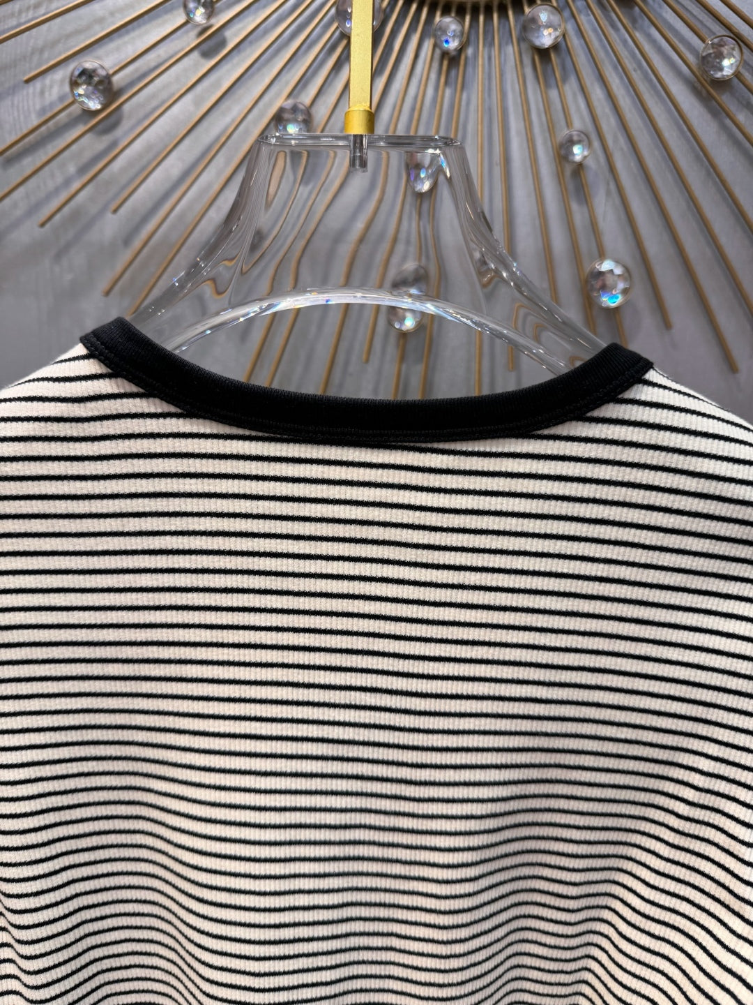 Celine 25 Striped Knitted Long-sleeved T-shirt White Black Cotton