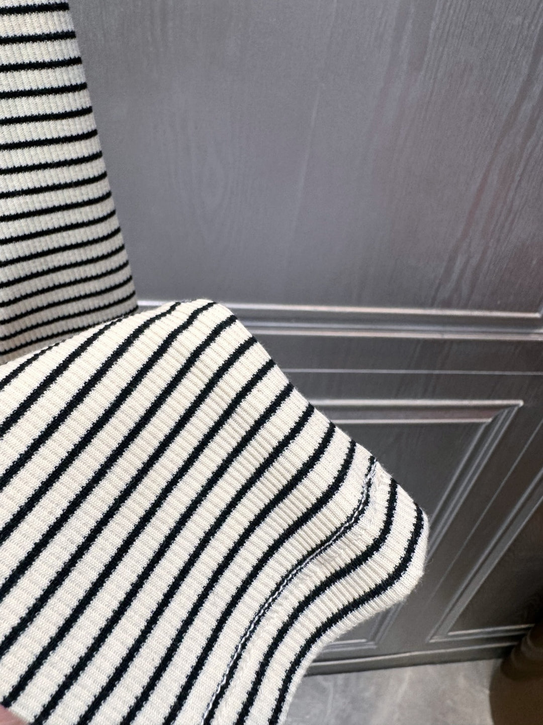 Celine 25 Striped Knitted Long-sleeved T-shirt White Black Cotton