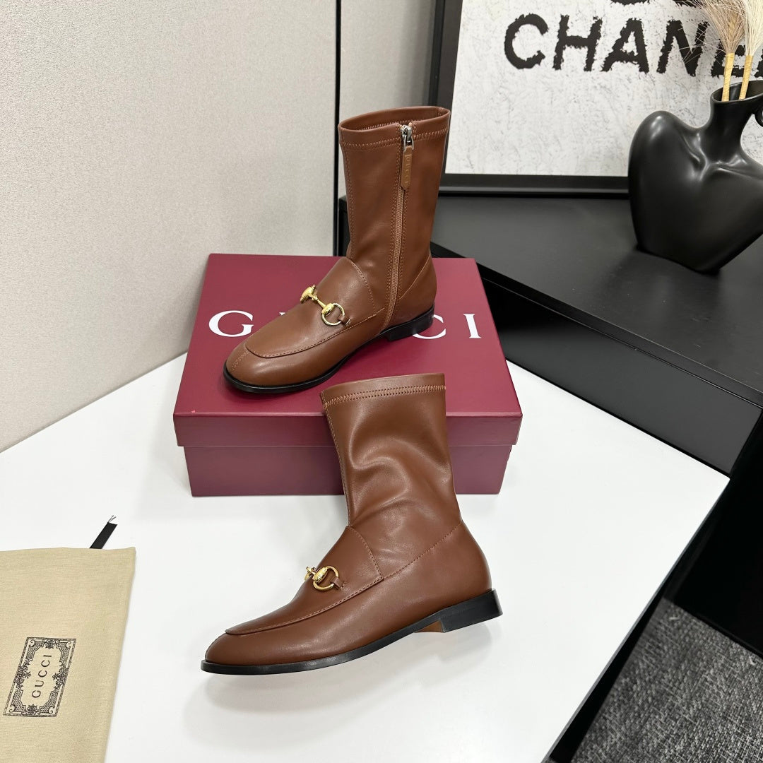 GG Jordaan Horsebit Ankle Boots 2.5 Brown Sheepskin 626774