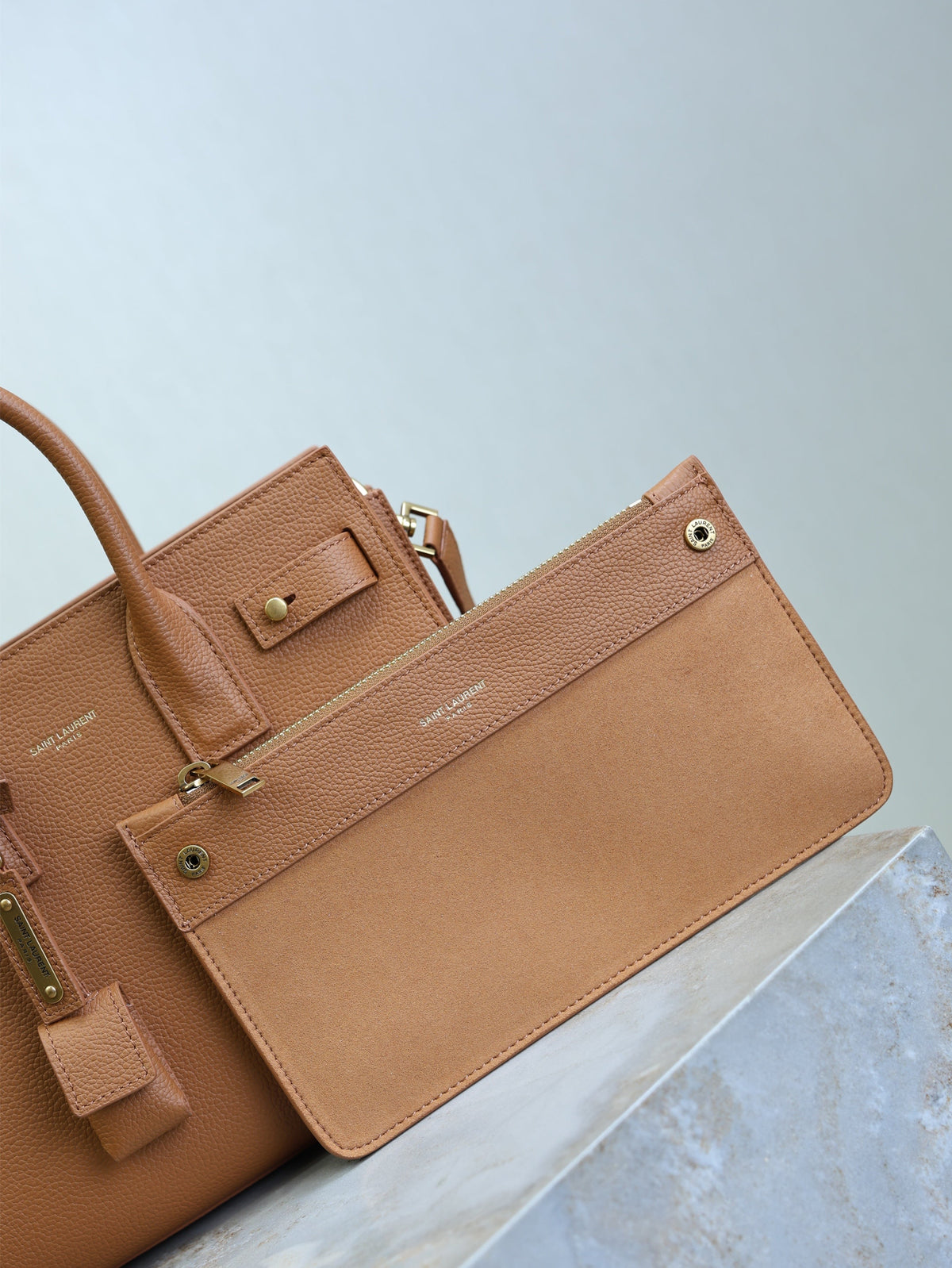 YSL Sac De Jour Nano 26cm Brown Grain Cowhide GHW