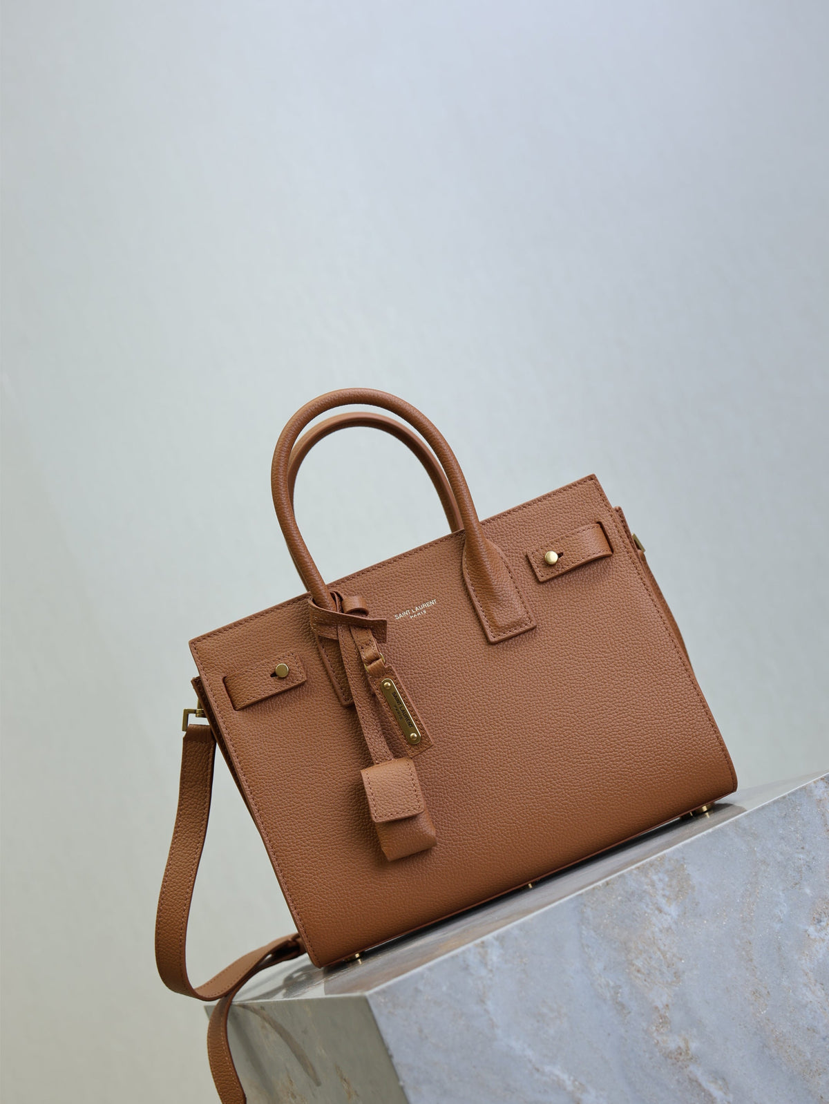 YSL Sac De Jour Nano 26cm Brown Grain Cowhide GHW