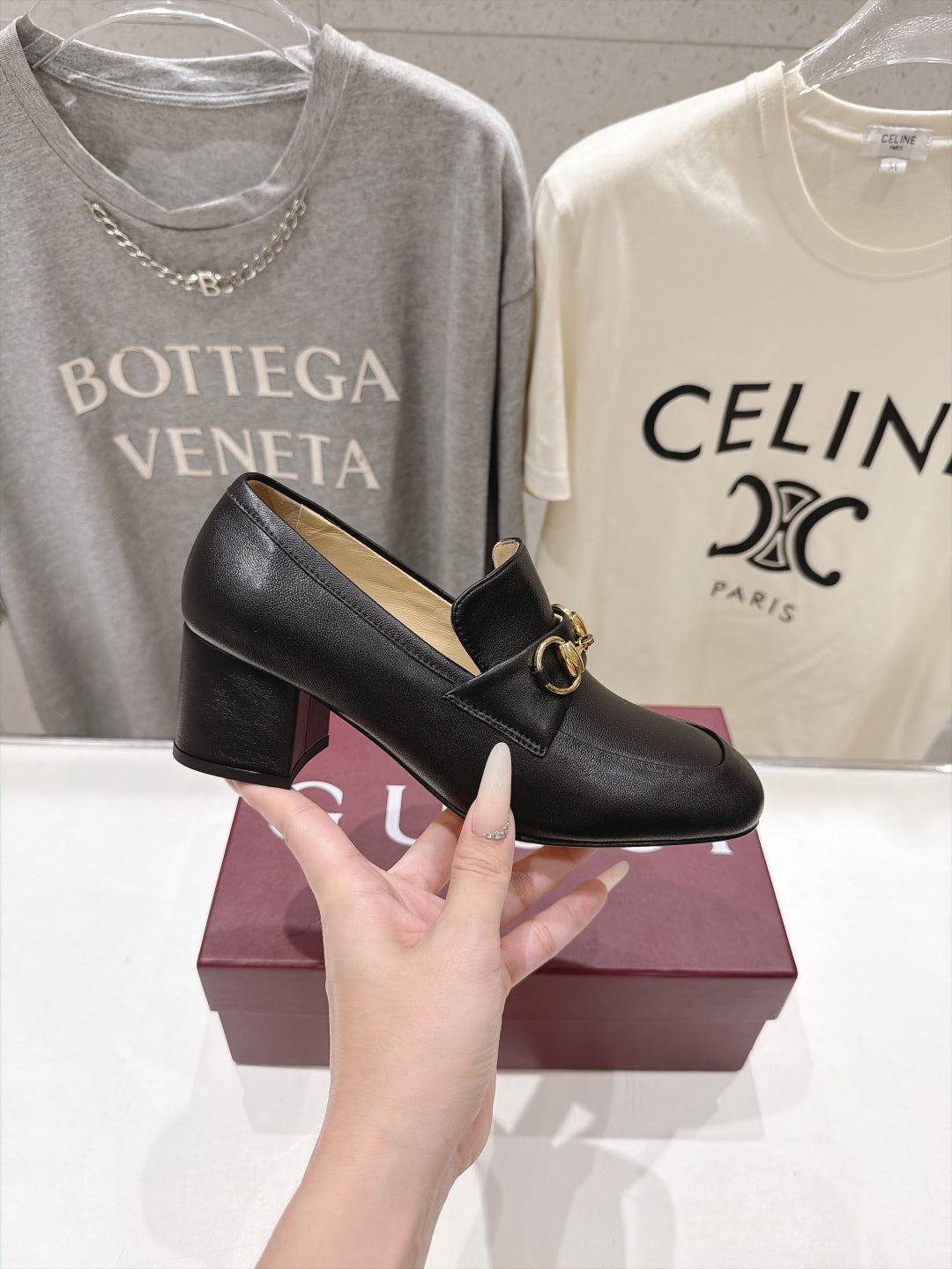 GG 26s Horsebit Mid-Heel Loafers 5.5cm Black Leather 106650