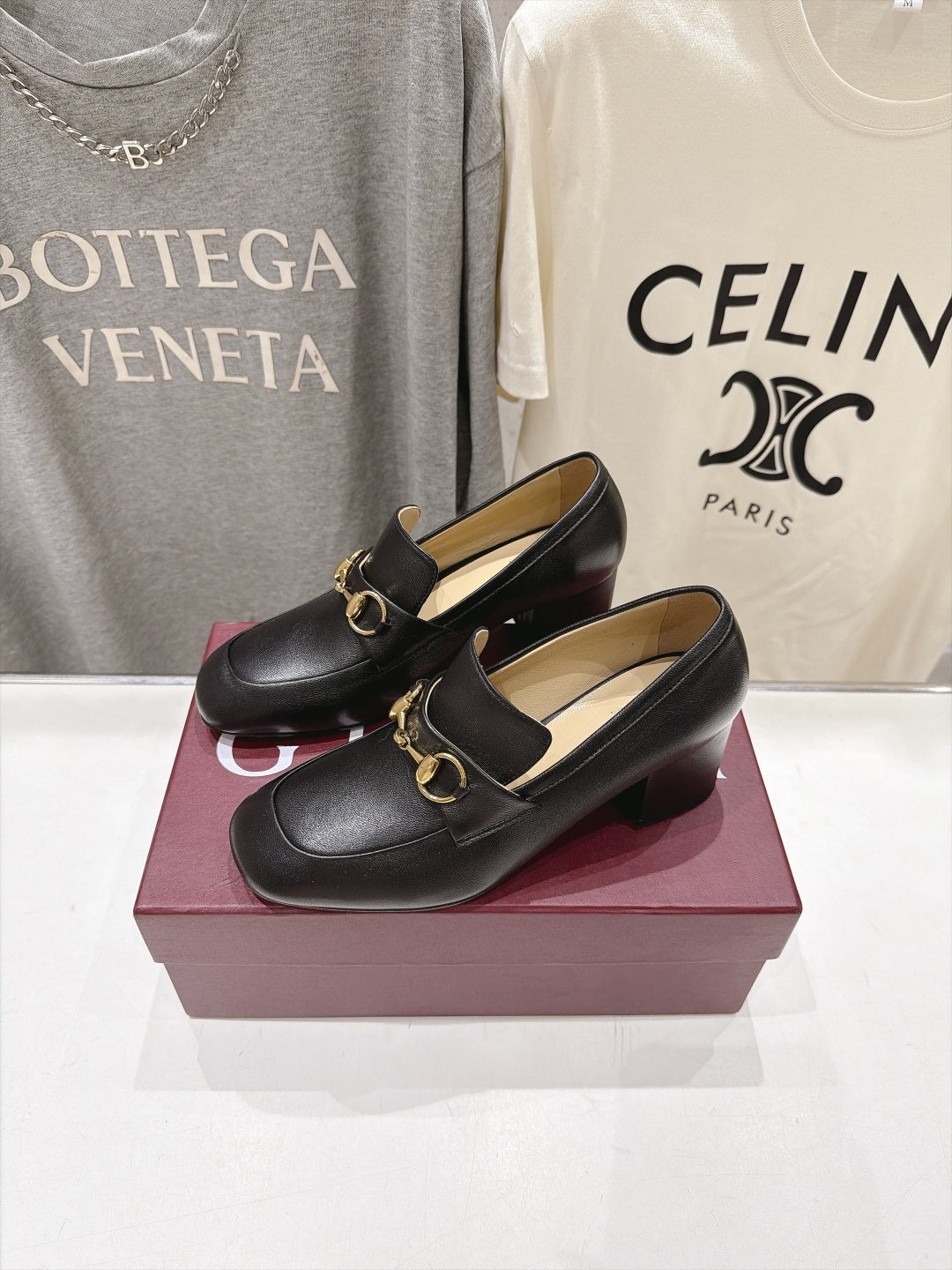 GG 26s Horsebit Mid-Heel Loafers 5.5cm Black Leather 106650