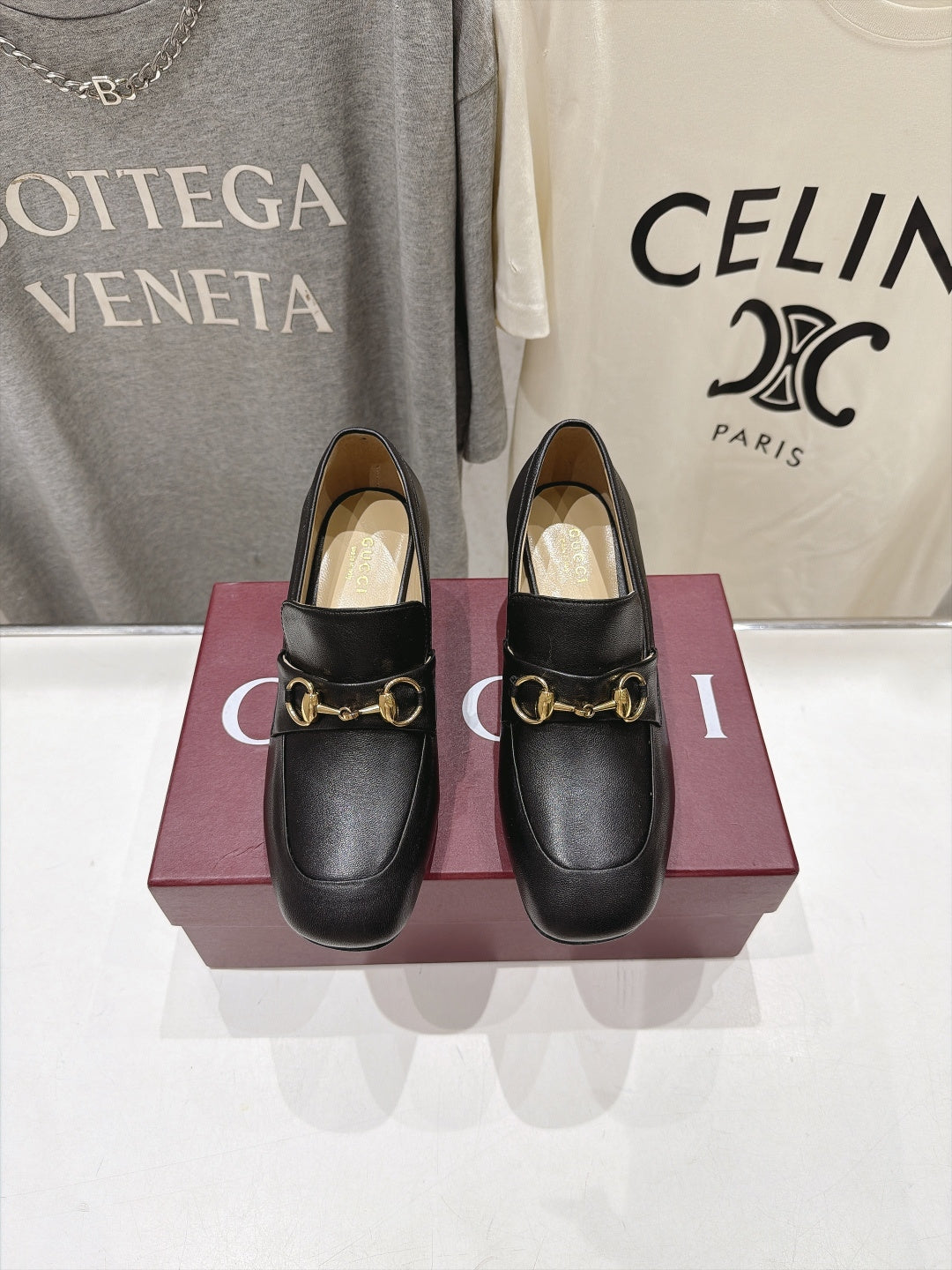 GG 26s Horsebit Mid-Heel Loafers 5.5cm Black Leather 106650