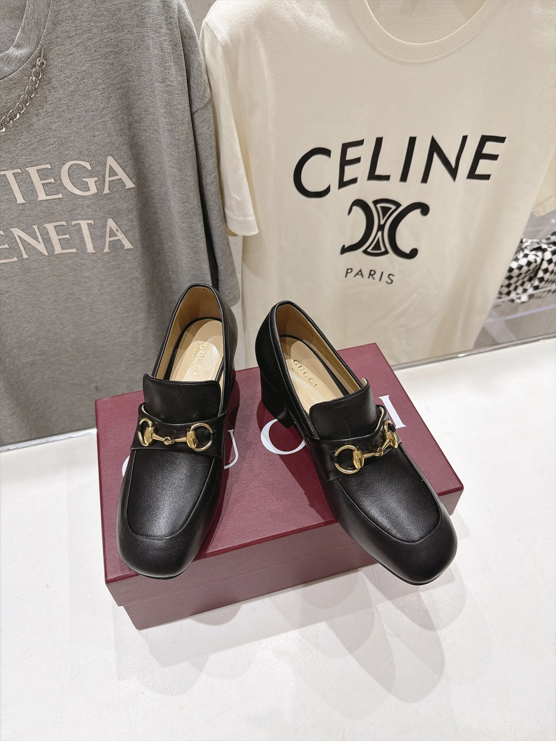 GG 26s Horsebit Mid-Heel Loafers 5.5cm Black Leather 106650