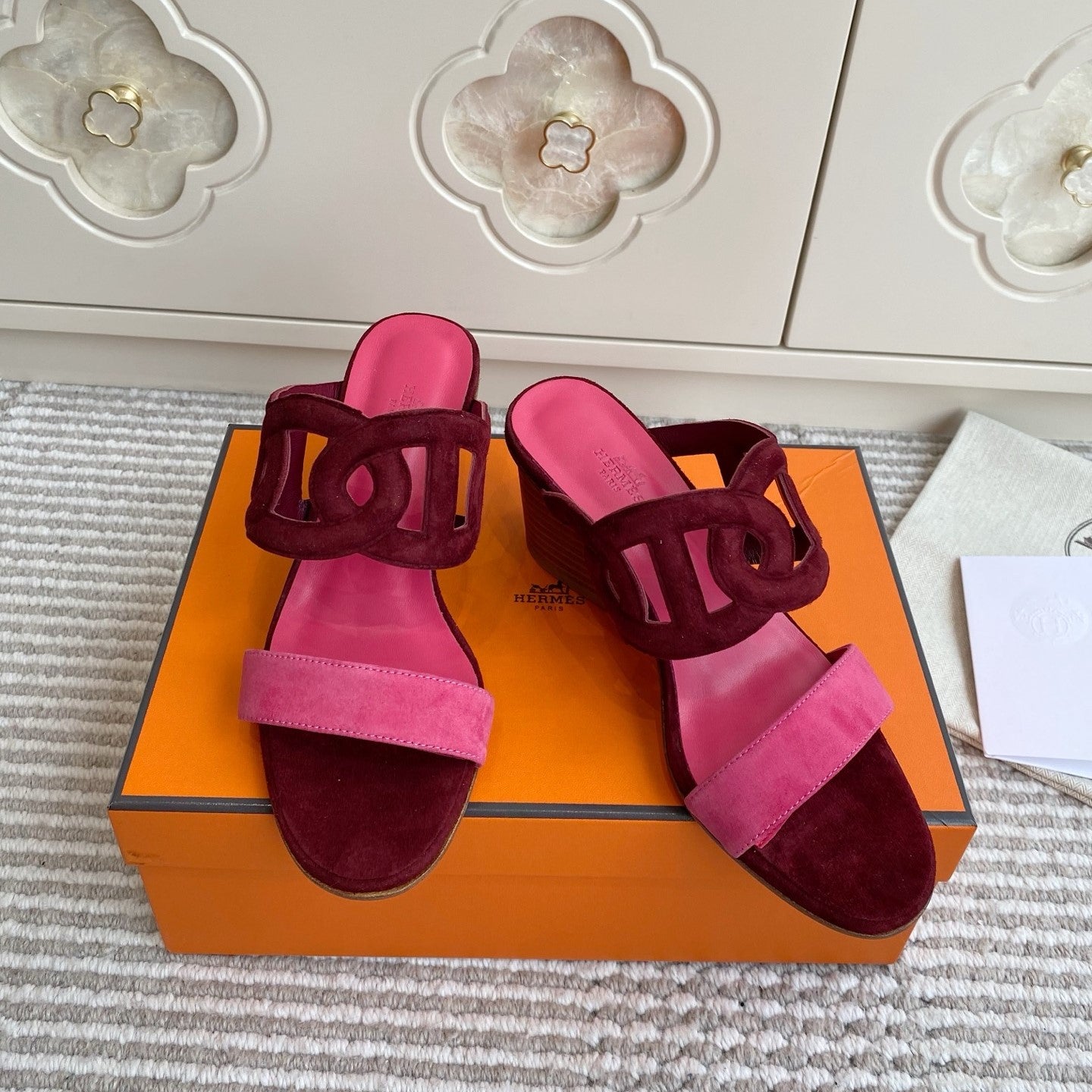 HM Lipari Sandal 7cm Hot Pink Burgundy Suede 776535