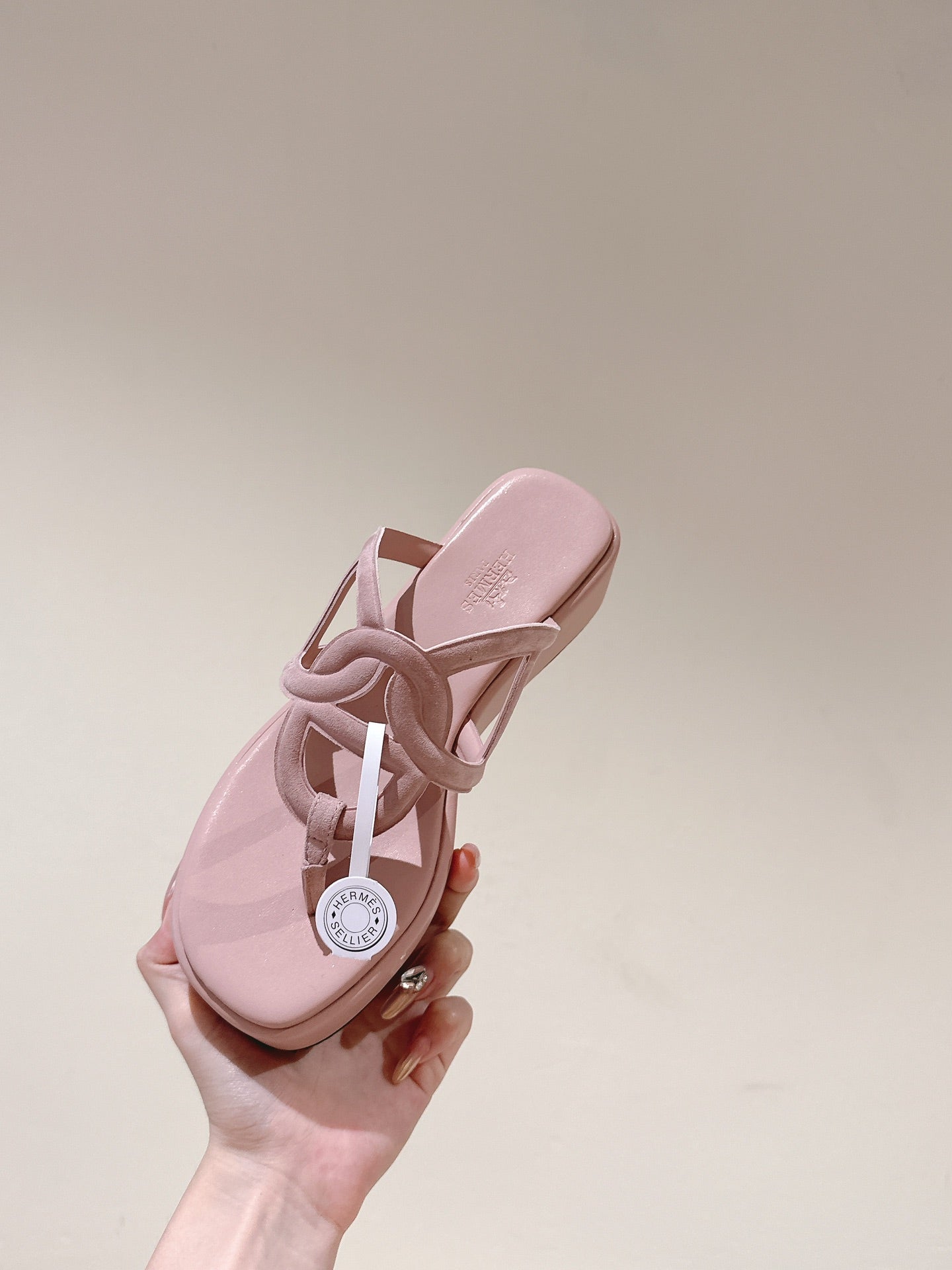 HM  Gipsy  Sandals 50mm Pink Sheepskin 484749