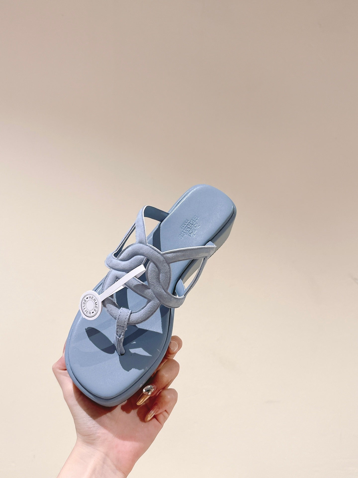 HM  Gipsy  Sandals 50mm Blue Sheepskin 484750
