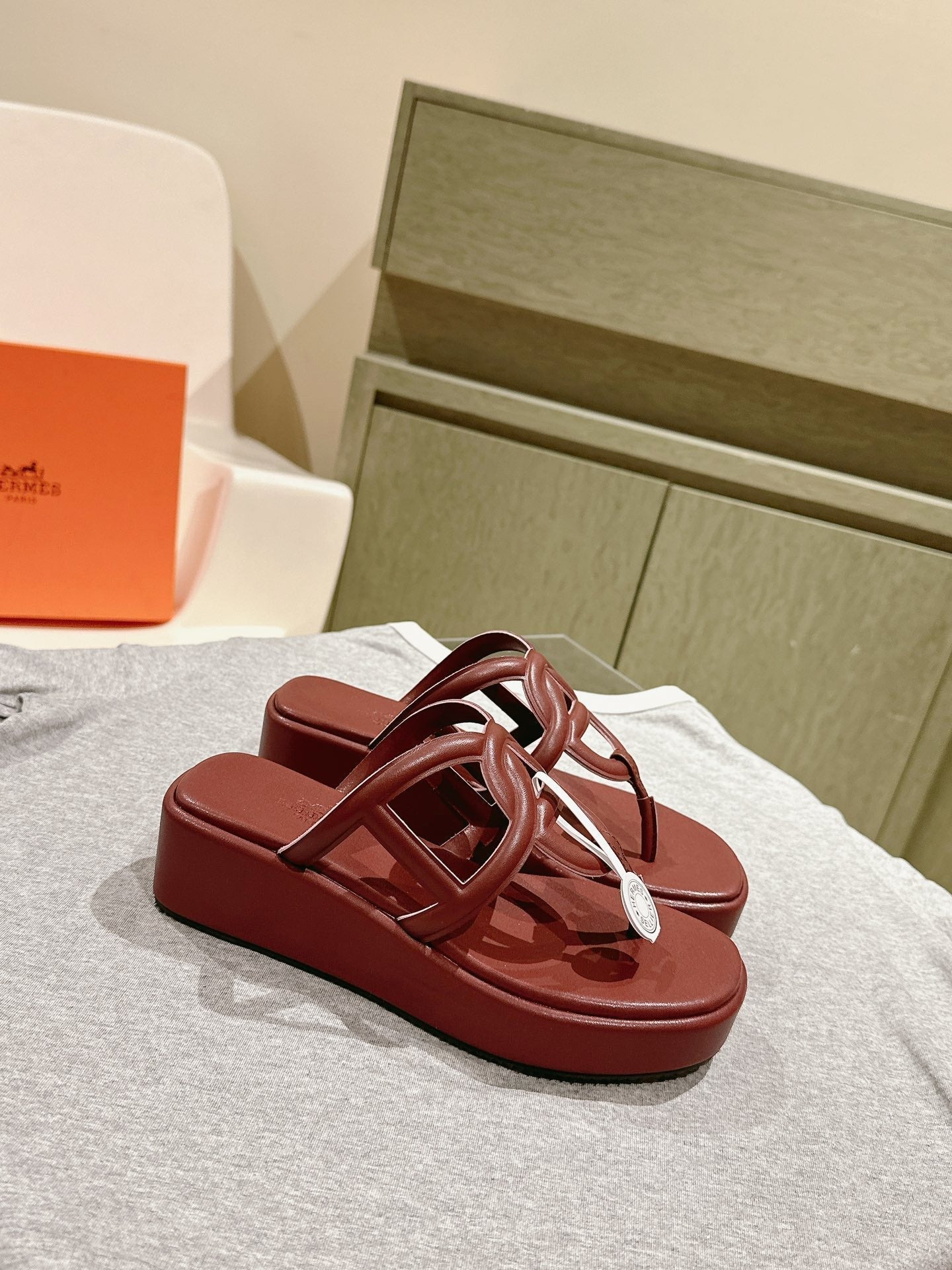 HM  Gipsy  Sandals 50mm Reddish-brown Sheepskin 484755