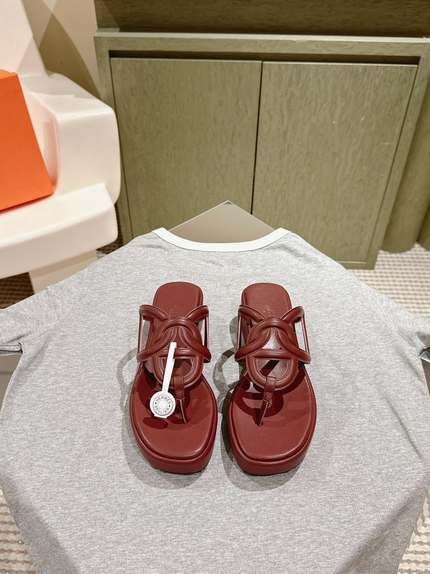 HM  Gipsy  Sandals 50mm Reddish-brown Sheepskin 484755