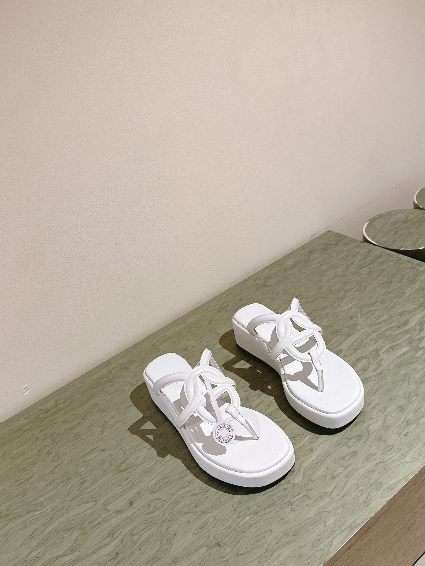 HM  Gipsy  Sandals 50mm White Sheepskin 484756