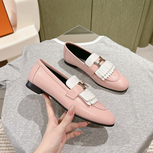 HM Mocassins Royal Loafers  Muted Pink White Sheepskin 445006