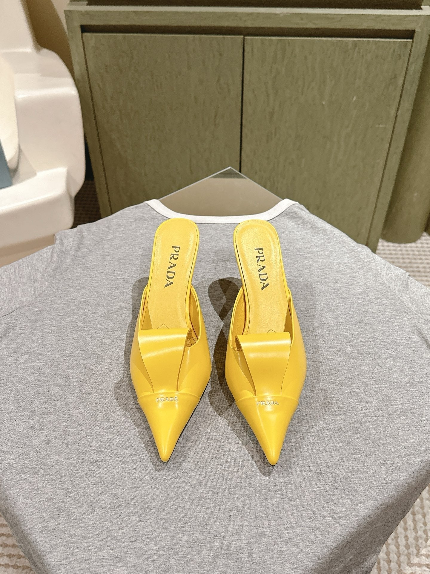 PRA 2026S High Heel Mule 80 Yellow Sheepskin 657668