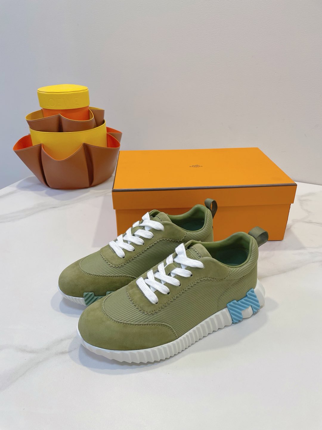 HM Bouncing sneaker Asparagus Green Fabric with Suede 212278