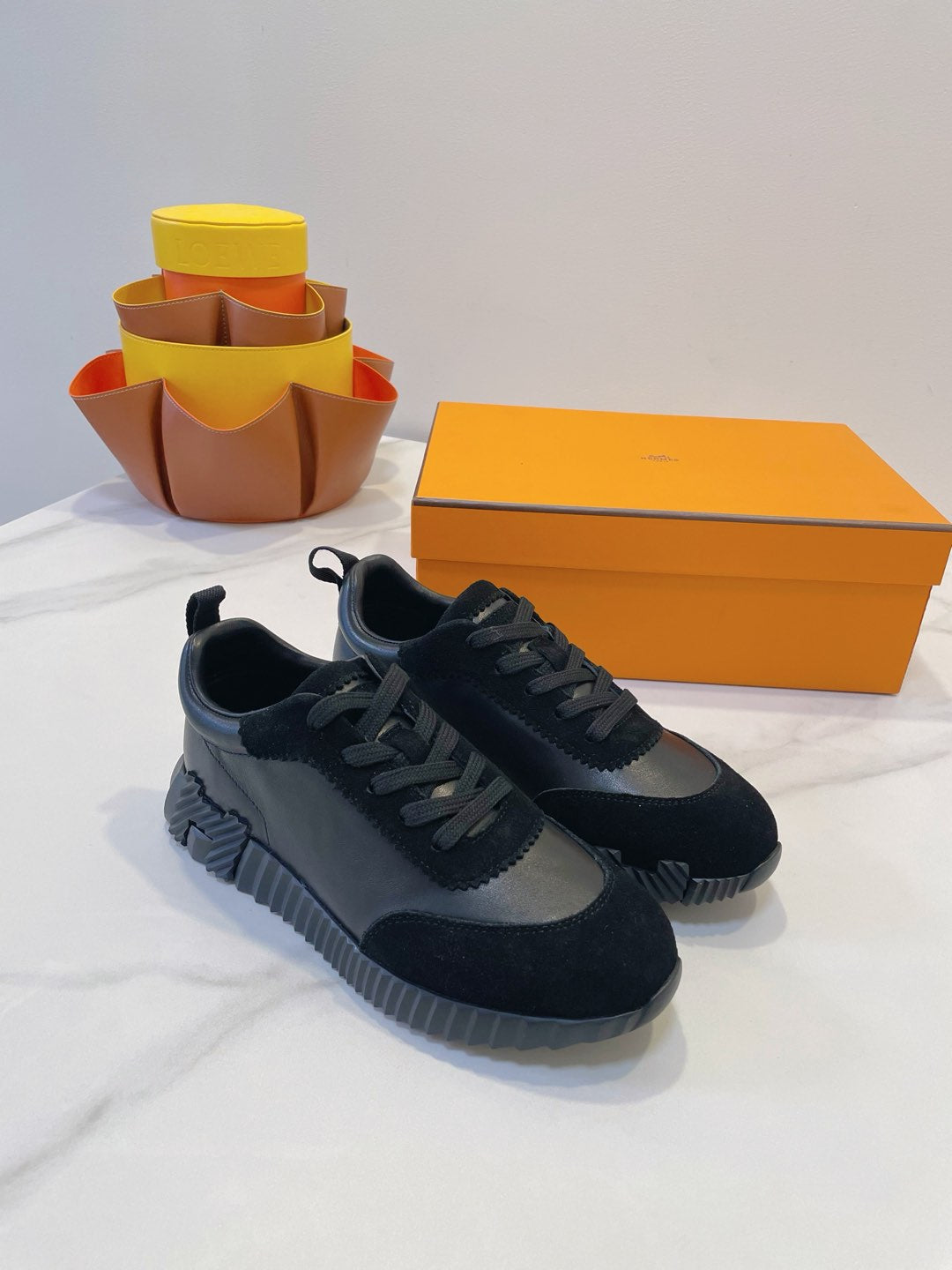 HM Bouncing sneaker Black Calfskin and Suede 212289