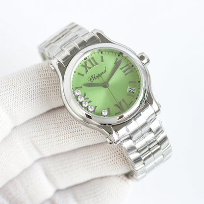 Happy Diamond Silver Green Dial