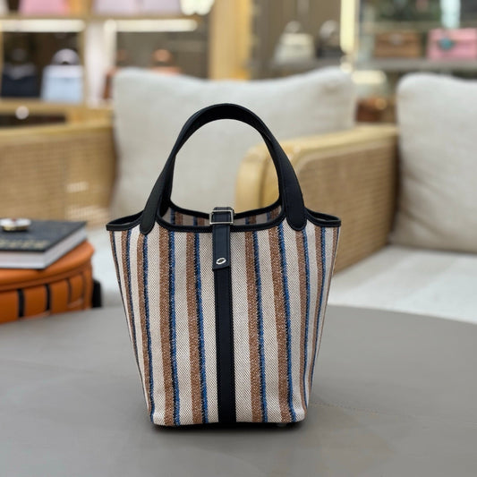 HM Picotin Lock 18 Bag Black Taurillon Clemence Leather Embroidery 269973