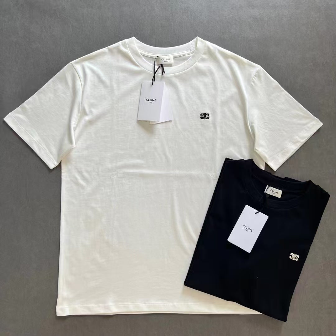 Celine Triomphe Loose T-shirt Black White Cotton 350444