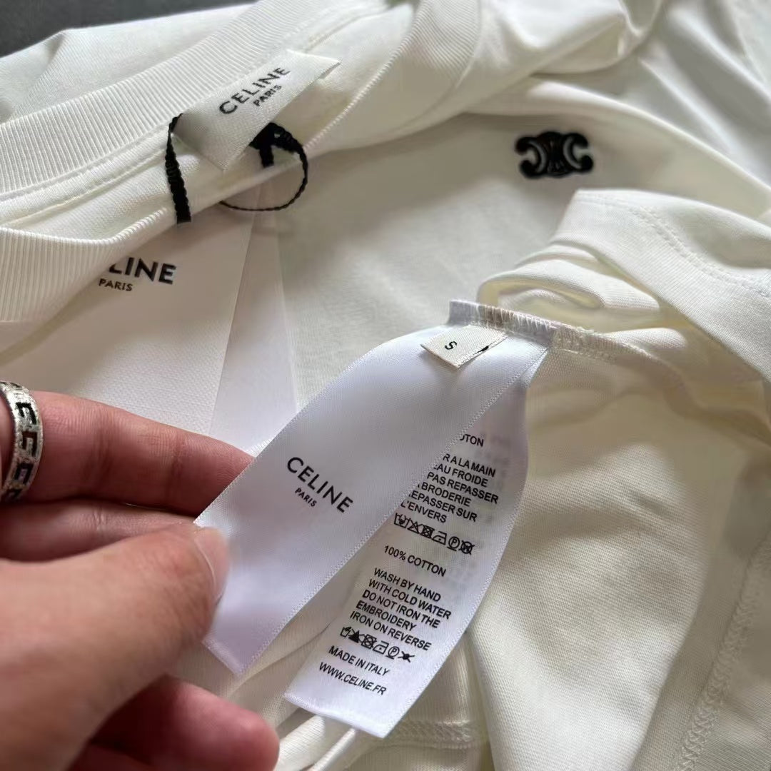 Celine Triomphe Loose T-shirt Black White Cotton 350444