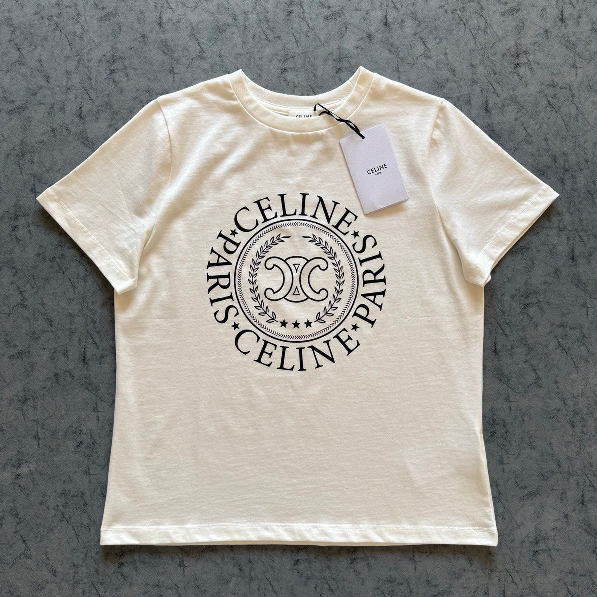 Celine SS26  Printed Short-Sleeve Tee White Cotton 350453