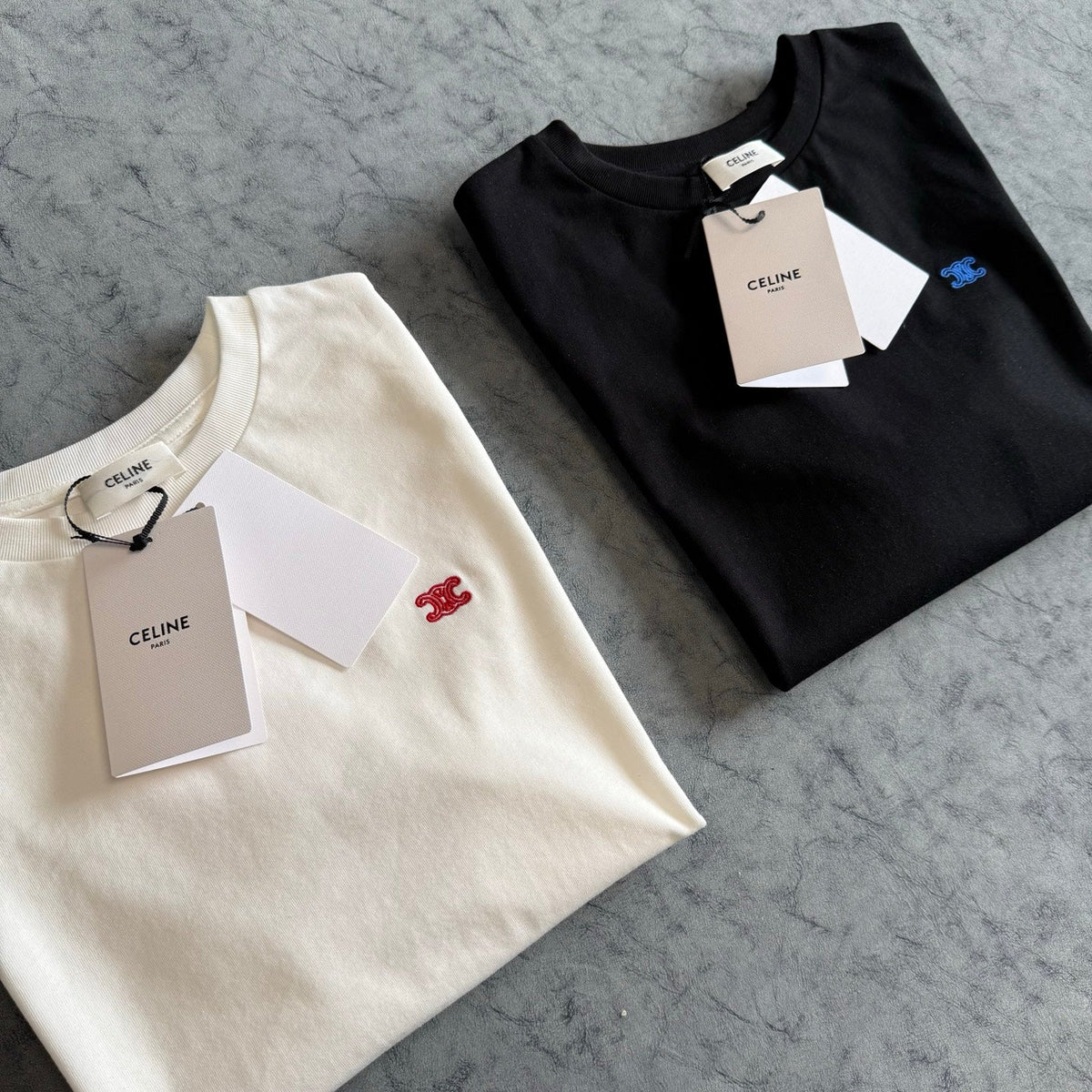 Celine SS26 Classic Small Logo Embroidered Tee Cotton 350480