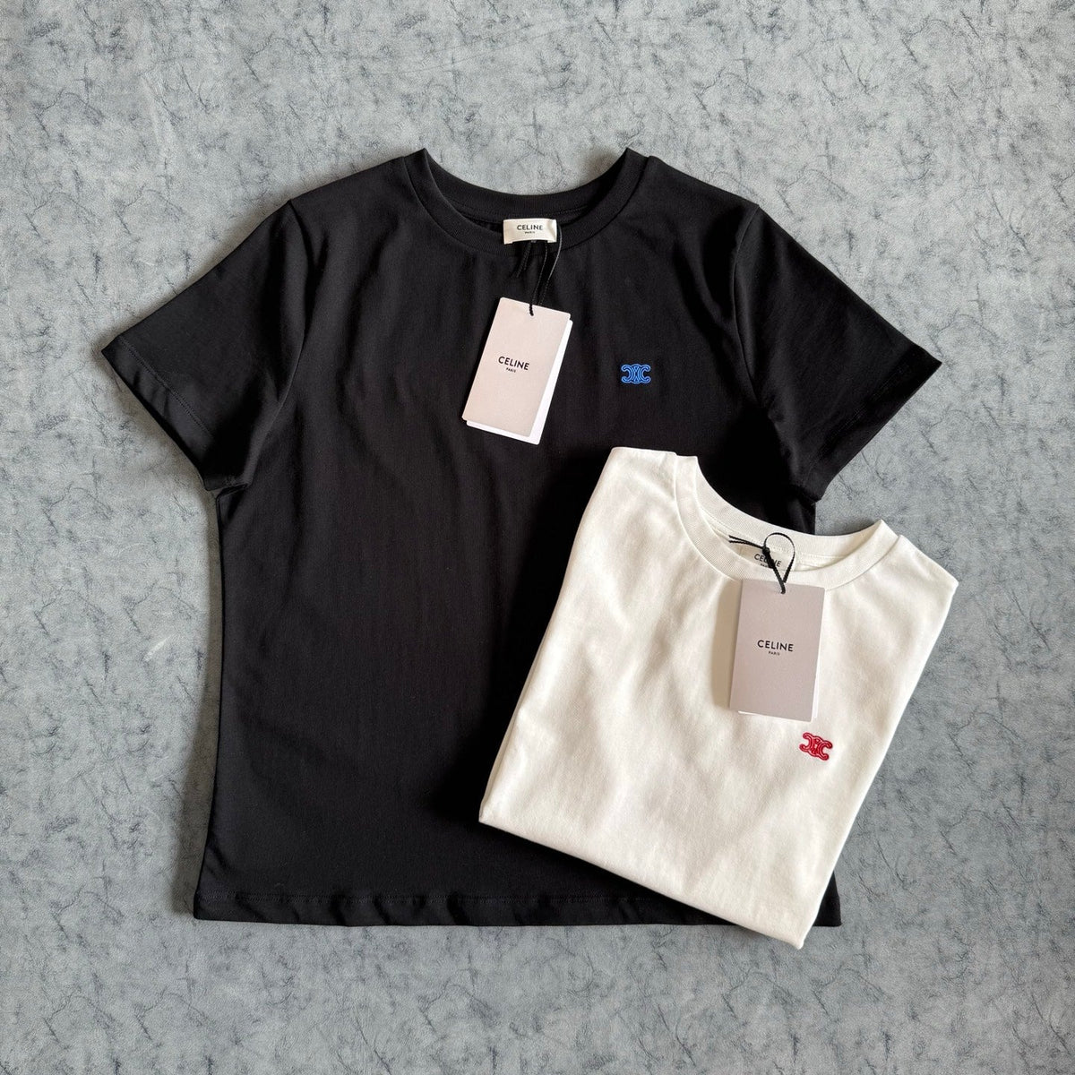 Celine SS26 Classic Small Logo Embroidered Tee Cotton 350480