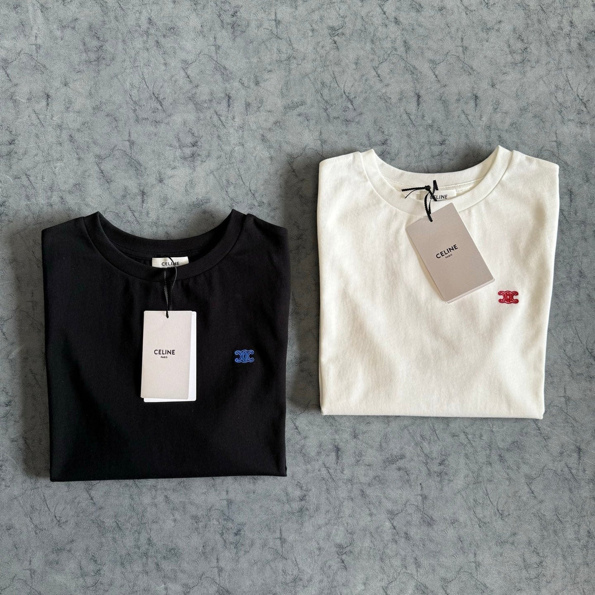 Celine SS26 Classic Small Logo Embroidered Tee Cotton 350480