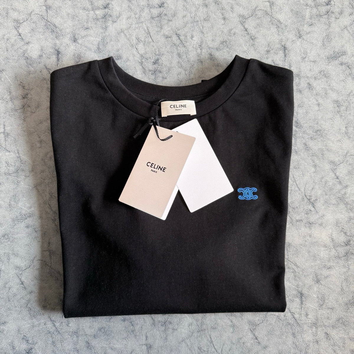 Celine SS26 Classic Small Logo Embroidered Tee Cotton 350480
